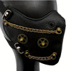 Cyberpunk & Steampunk Style Adult Faux Leather Mask with Golden Chains - Funky, Edgy Halloween Party Accessory