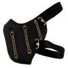 Cyberpunk & Steampunk Style Adult Faux Leather Mask with Golden Chains - Funky, Edgy Halloween Party Accessory