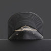 Matte Black PU Leather Unisex Flat Brim Baseball Cap - Minimalist Hands Print Design Sun Protection Hat