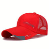 Breathable Mesh Cap, Long Visor Sunshade Baseball Cap, Men'S Fabric Print Half Mesh Big Visor