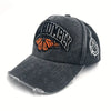 Vintage Washed Distress Baseball Cap - "HUMBLE" Embroidered with Vibrant Orange Butterfly Design, Lightweight Polyester