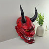 Themed Red Demon Mask with Black Horns - Handcrafted ABS Resin Prop