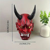 Themed Red Demon Mask with Black Horns - Handcrafted ABS Resin Prop