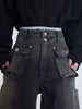 Split pleated loose wide leg pant