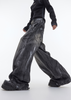 Distress loose zipper pants