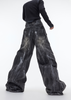 Distress loose zipper pants