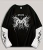 Gothic Dark Thorns Pattern Print Contrast Color Long Sleeve T-shirt