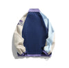 HEALESPROCE Men's Fashion Color-Block Bomber Jacket with Embroidery