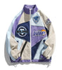 HEALESPROCE Men's Fashion Color-Block Bomber Jacket with Embroidery