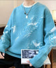 Men's Loose Color Block Frayed Knitted Pullover