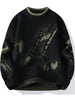 Men's Loose Color Block Frayed Knitted Pullover