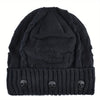 Unisex Skull Design Knit Beanie Hat with 3D Skull Patches