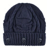Unisex Skull Design Knit Beanie Hat with 3D Skull Patches