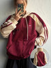 Women's Y2K Color Block Hoodie with "Wealth" Letter Print