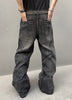 Men'S Loose-Fit Wide Leg Jeans, Street Style Solid Color Denim, Cotton Blend