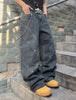 Street Retro Washed Color Loose Jeans for Men & Women