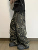 Men'S Retro American Leopard Print Cargo Jeans with Multiple Pockets