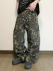 Men'S Retro American Leopard Print Cargo Jeans with Multiple Pockets