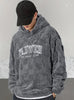 Men's Plush Fleece Hoodie with Print Lettering