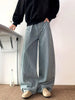 Men's Loose Straight Leg Jeans with Multi-Pocket Design