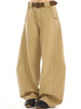 Men'S Brown High-End Wide-Leg Jeans - Loose Fit, Straight Cut, Casual Summer Pants with Pockets, Non-Stretch