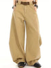 Men'S Brown High-End Wide-Leg Jeans - Loose Fit, Straight Cut, Casual Summer Pants with Pockets, Non-Stretch