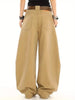 Men'S Brown High-End Wide-Leg Jeans - Loose Fit, Straight Cut, Casual Summer Pants with Pockets, Non-Stretch