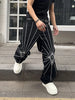 New Fashionable Spider Web Stripe Print Casual Loose Wide-Leg Jeans for Men