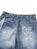 Men's Trendy Loose Chain Print Faux Jeans, Street Fashion Stylish Casual Straight Leg Pants