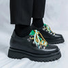 Men'S Stylish Black Derby Sneakers with Colorful Accents