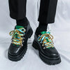 Men'S Stylish Black Derby Sneakers with Colorful Accents
