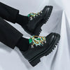 Men'S Stylish Black Derby Sneakers with Colorful Accents