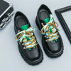 Men'S Stylish Black Derby Sneakers with Colorful Accents
