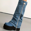 Women's High-Heel Thick Platform Motorcycle Boots