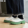 Men's White Slip-On Sneakers with Green Accents