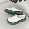 Men's White Slip-On Sneakers with Green Accents