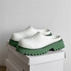 Men's White Slip-On Sneakers with Green Accents