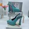 Elegant Pointed-Toe Chunky Stiletto Heel Sandals - Synthetic Cover Women's High