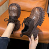 Women'S Crocodile Print Lace-Up Platform Shoes