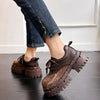 Women'S Crocodile Print Lace-Up Platform Shoes