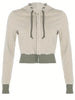 Women'S Patchwork Zip-Up Hooded Jacket with Drawstring