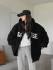 Women'S Fashion Hooded with Drawstring, Long Sleeve, Alphabet Print