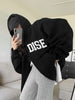 Women'S Fashion Hooded with Drawstring, Long Sleeve, Alphabet Print