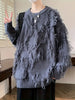 Men's Casual Crew Neck Fringed Pullover Sweater