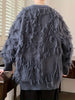 Men's Casual Crew Neck Fringed Pullover Sweater