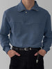 Men'S Light Blue Long Sleeve Polo Shirt