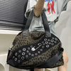 Women's Fashion Large Safety Pin Decorated Shoulder Bag, Leopard Print Street Style Crossbody City Bag