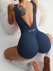 Women's Seamless Solid Color Sexy Deep V Backless Tight Crop