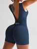 Women's Seamless Solid Color Sexy Deep V Backless Tight Crop
