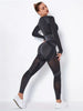 Yoga Sets, Crew Neck Long Sleeve Crop Top with Thumb Hole